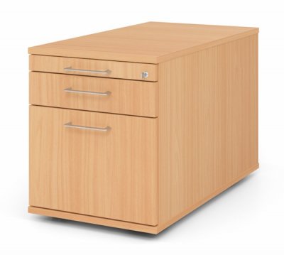 Rollcontainer Multi 80 cm tief mit Hängeregister Dekor Buche Bügelgriffe