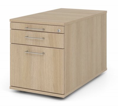 Rollcontainer Multi 80 cm tief mit Hängeregister Dekor Eiche Bügelgriffe
