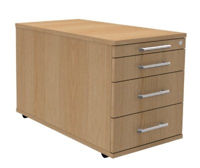 Rollcontainer Multi 80 cm tief mit Schubladen Eiche