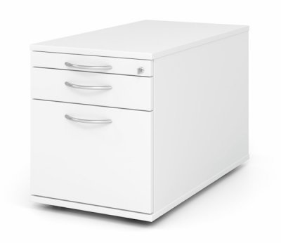 Rollcontainer Multi 80 cm tief mit Hängeregisterauschzug Dekor Weiß Bogengriffe