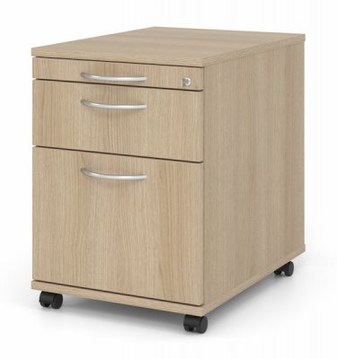 Rollcontainer Multi mit Hängeregisterauszug Dekor Eiche Bogengriffe