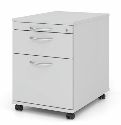 Rollcontainer Multi mit Hängeregisterauszug Dekor Lichtgrau Bogengriffe