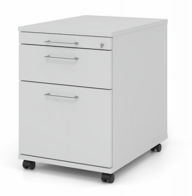 Rollcontainer Multi mit Hängeregisterauszug Dekor Lichtgrau Bügelgriffe