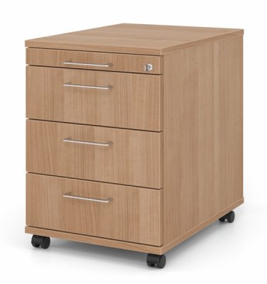 Rollcontainer Multi mit 3 Schubladen Dekor Nussbaum Bügelgriffe