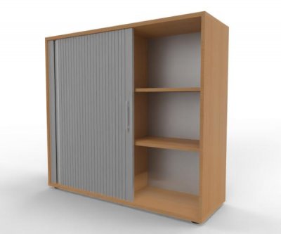 Rollladenschrank 120 cm breit 3 Ordnerhöhen Klassik Buche