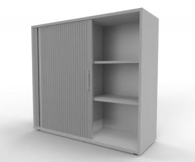 Rollladenschrank 120 cm breit 3 Ordnerhöhen Klassik Lichtgrau