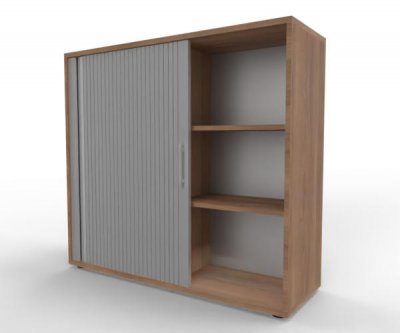 Rollladenschrank 120 cm breit 3 Ordnerhöhen Klassik Nussbaum
