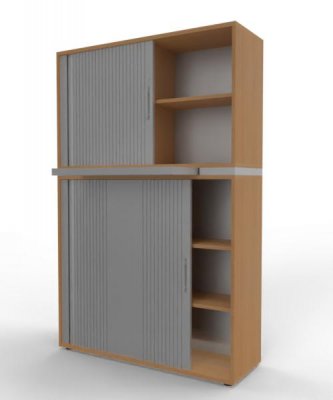Rollladenschrank 5 Ordnerhöhen 2teilig mit Auszugsplatte Ahorn