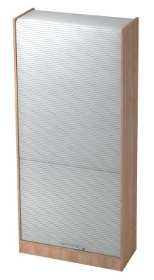 Rollladenschrank Klassik 5 Ordnerhöhen breit Nussbaum/Silber