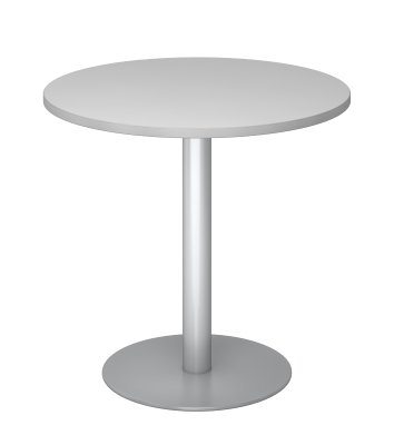 Meetingtisch rund 80 cm Säulenfuß silber Dekor Lichtgrau