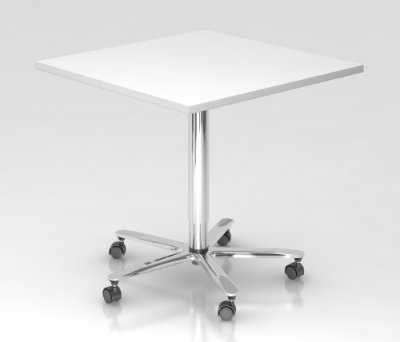 Säulenhubisch 80 x 80 cm Säule verchromt weiss