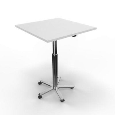 Säulenhubisch 80 x 80 cm Säule verchromt Weiß