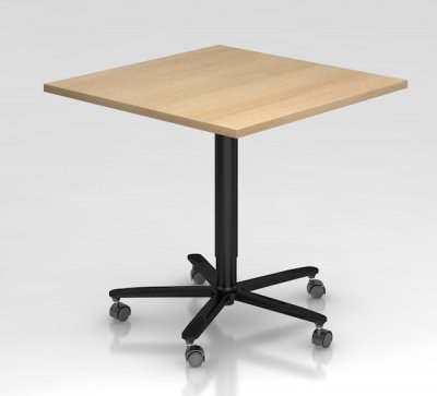 Säulenhubtisch 80 x 80 x 72 bis 114 cm Säule schwarz Dekor Eiche