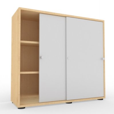 Schiebetürenschrank Master 3 Ordnerhöhen Ahorn/Silber