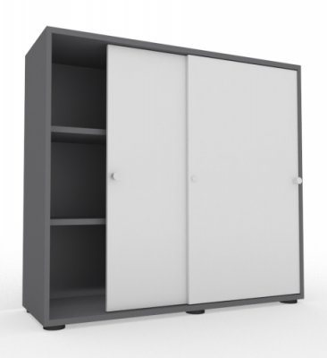 Schiebetürenschrank Master 3 Ordnerhöhen Grafit/Lichtgrau