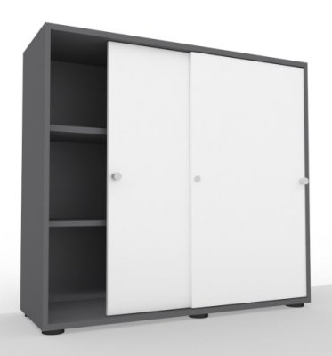 Schiebetürenschrank Master 3 Ordnerhöhen Grafit/Weiß
