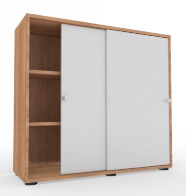 Schiebetürenschrank Master 3 Ordnerhöhen Nussbaum/Silber