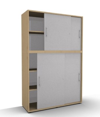 Schiebetürenschrank Multi 2teilig 5 Ordnerhöhen Ahorn Silber