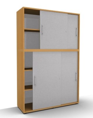 Schiebetürenschrank Multi 2teilig 5 Ordnerhöhen Buche Silber