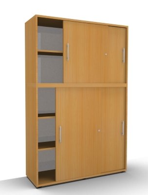 Schiebetürenschrank Multi 2teilig 5 Ordnerhöhen Buche