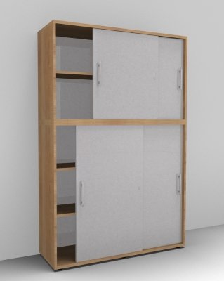 Schiebetürenschrank Multi 2teilig 5 Ordnerhöhen Nussbaum Silber