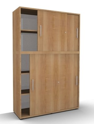Schiebetürenschrank Multi 2teilig 5 Ordnerhöhen Nussbaum