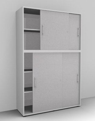 Schiebetürenschrank Multi 2teilig 5 Ordnerhöhen Weiss Silber