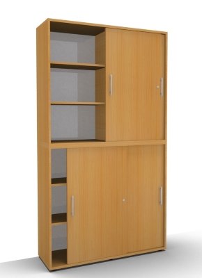 Schiebetürenschrank Multi 2teilig 6 Ordnerhöhen Buche