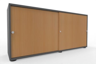 Schiebetürenschrank Master 160 cm breit 2 Ordnerhöhen Korpus Grafit Türen Buche