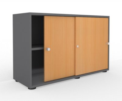 Schiebetürenschrank Master 2 Ordnerhöhen Grafit/Buche