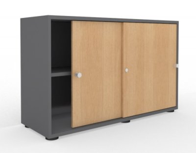 Schiebetürenschrank Master 2 Ordnerhöhen Grafit/Eiche