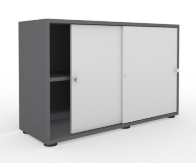 Schiebetürenschrank Master 2 Ordnerhöhen Grafit/Lichtgrau