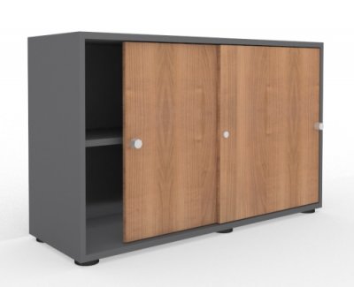 Schiebetürenschrank Master 2 Ordnerhöhen Grafit/Nussbaum