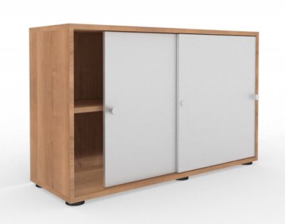Schiebetürenschrank Master 2 Ordnerhöhen Nussbaum/Silber
