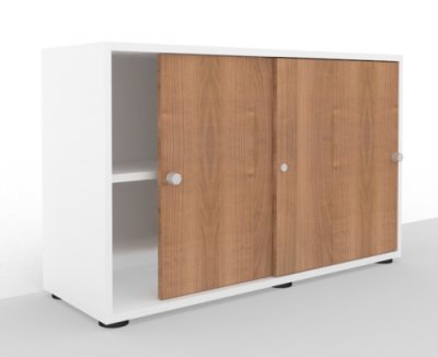 Schiebetürenschrank Master 2 Ordnerhöhen Weiß/Nussbaum