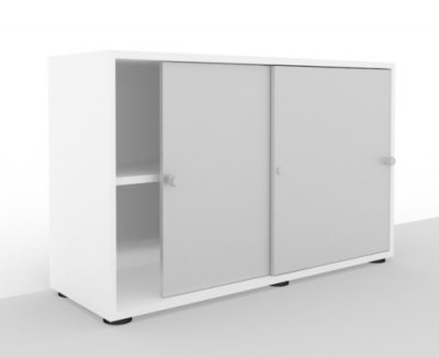 Schiebetürenschrank Master 2 Ordnerhöhen Weiß/Silber