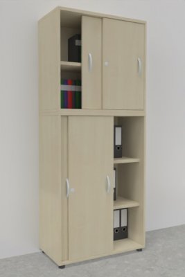 Schiebetürenschrank Mega 2teilig 195 cm hoch 80 cm breit Korpus und Türen Ahorn