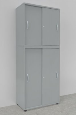 Schiebetürenschrank Mega 2teilig 195 cm hoch 80 cm breit Korpus und Türen Lichtgrau