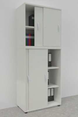 Schiebetürenschrank Mega 2teilig 195 cm hoch 80 cm breit Korpus und Türen Weiß