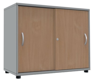 Schiebetürenschrank TEN 2 OH, 100 cm Lichtgrau/Buche