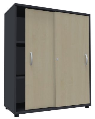 Schiebetürenschrank TEN 3 OH, 100 cm onyxgrau/Ahorn