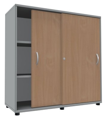 Schiebetürenschrank TEN 3 OH, 120 cm Lichtgrau/Buche