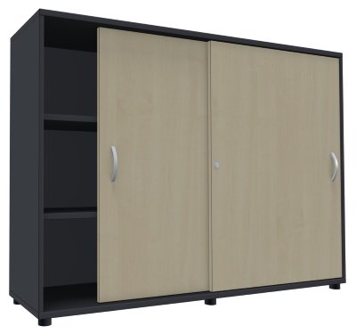 Schiebetürenschrank TEN 3 OH, 160 cm onyxgrau/Ahorn