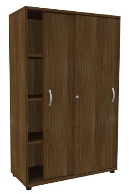 Schiebetürenschrank TEN 4 Ordnerhöhen, 100 cm breit Nussbaum