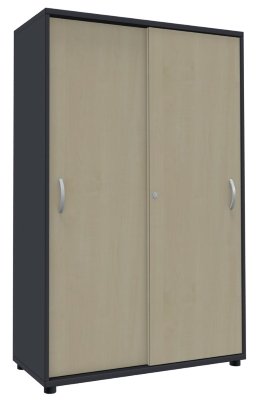 Schiebetürenschrank TEN 4 Ordnerhöhen, 100 cm breit onyxgrau/Ahoron
