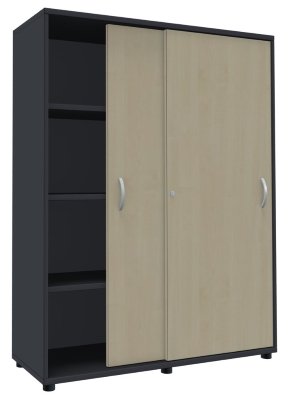 Schiebetürenschrank TEN 4 Ordnerhöhen, 120 cm breit onyxgrau/Ahorn