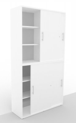 Schiebetürenschrank Multi 2teilig 6 Ordnerhöhen Weiss
