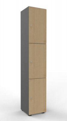 Schließfachschrank 215,6 cm hoch mit 3 Fächern Grafit Ahorn