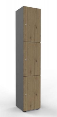 Schließfachschrank 215,6 cm hoch mit 3 Fächern Grafit Asteiche