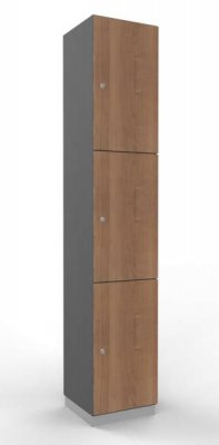 Schießfachschrank 3 Fächer 220 cm hoch Metallsockel Grafit Nussbaum